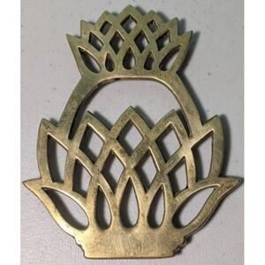 Virginia Metalcrafters Solid Brass Pineapple Trivet Wall Deco 10-46 1976 Vintage